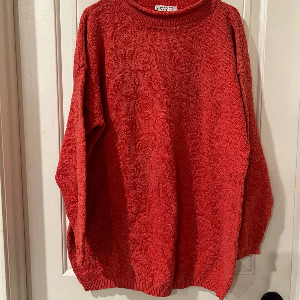 Vintage Forelli Textured Red Crewneck Sweater for Men